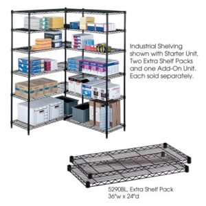 Safco Products 5290BL Industrial Wire Shelving Extra Shelf Pack 36" W x 24" D (Starter and Add-On Units Sold Separately), (Qty. 2), Black