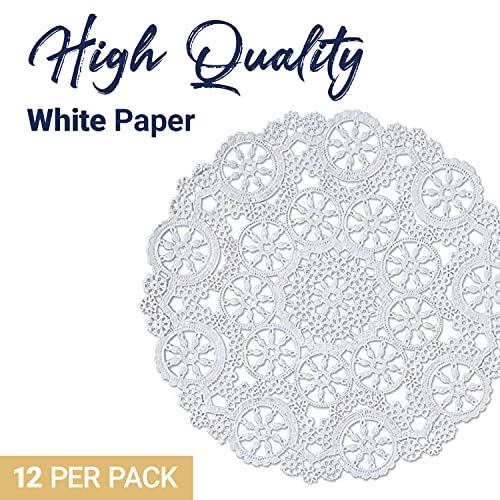 Royal Consumer Medallion Lace Round Paper Doilies, 10-Inch, Pack of 12 (B23005), White