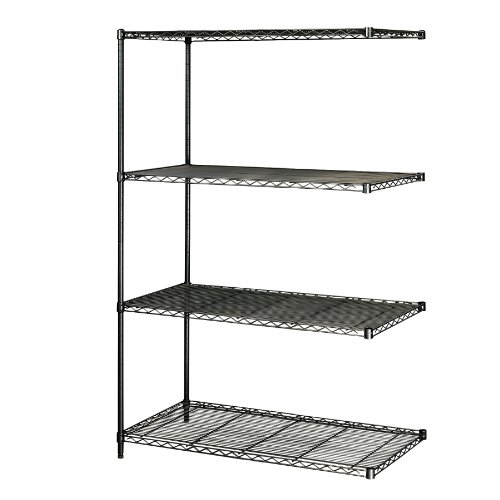 Safco Products 5295BL Industrial Wire Shelving Add-On Unit 48" W x 24" D x 72" H (Starter Unit and Extra Shelf Pack Sold Separately), Black