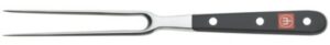 wusthof classic straight meat fork, black, stainless steel