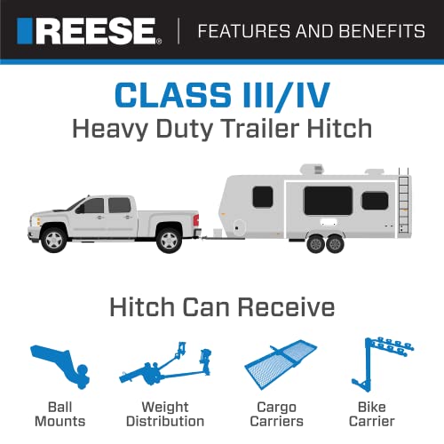 Reese Towpower 44028 Class III Custom-Fit Hitch with 2" Square Receiver opening, includes Hitch Plug Cover