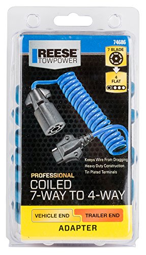 Reese Towpower 74686 Coiled 7-Way Blade to 4-Flat Adapter