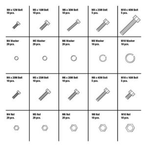 Trades Pro 836344 240Pc Zinc Metric Nut & Bolt Assortment, Combination Pack