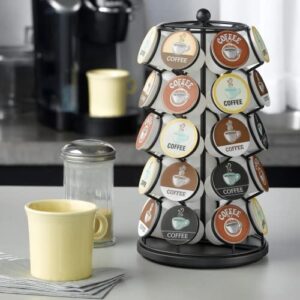 Nifty Coffee Pod Carousel – Compatible with K-Cups, 35 Pack Storage, Spins 360-Degrees, Lazy Susan Platform, Modern Black Design, Home or Office Kitchen Counter Organizer