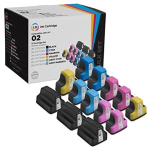 ld products remanufactured replacement for hp 02 ink cartridges (3 black, 2 cyan, 2 magenta, 2 yellow, 2 light cyan, 2 light magenta, 13-pack) for photosmart c5180 c6180 c6280 c7250 c7280 c8180