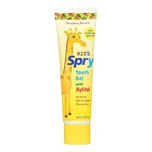 spry kid’s xylitol tooth gel, natural strawberry banana, 2 fl oz