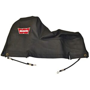 warn 13916 soft winch cover with bungee cord fasteners for 9.5xp, xd9000, m6000, and m8000 winches , black