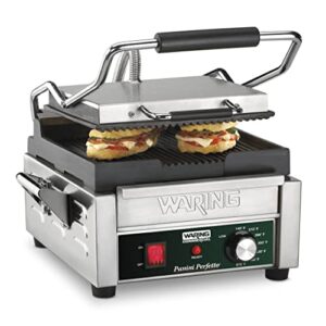 waring commercial wpg150 compact italian-style panini grill, 120-volt, silver
