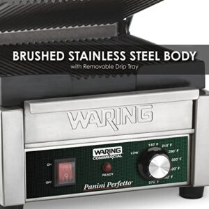 Waring Commercial WPG150 Compact Italian-Style Panini Grill, 120-volt, Silver