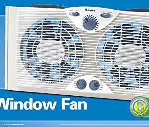 Holmes Dual 8" Blade Twin Window Fan with Manual Controls, 3 Speed Settings, White