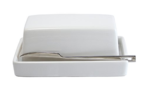 ZERO JAPAN BYK-12 WH Butter Dish with Knife, White, Approx. 5.7 x 3.5 x 2.4 inches (145 x 90 x 60 mm)