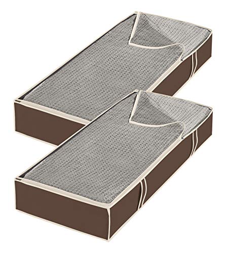 Whitmor Zippered Underbed Bags Java Set of 2 Pieces