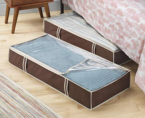 Whitmor Zippered Underbed Bags Java Set of 2 Pieces