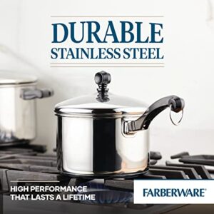 Farberware Classic Stainless Steel 2-Quart Covered Saucepan, Silver