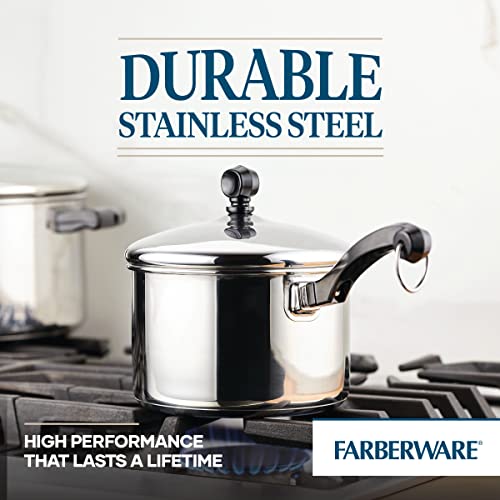 Farberware Classic Stainless Steel 2-Quart Covered Saucepan, Silver