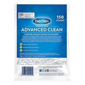 DenTek Triple Clean Advanced Clean Floss Picks, No Break & No Shred Floss, 150 Count