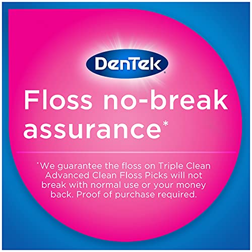 DenTek Triple Clean Advanced Clean Floss Picks, No Break & No Shred Floss, 150 Count