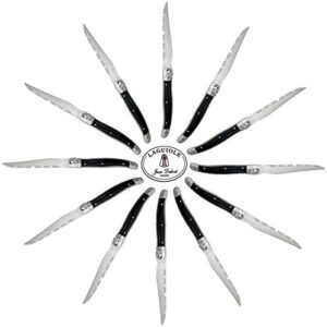 laguiole jean dubost steak knives 12 piece of set with black handle -thiers france