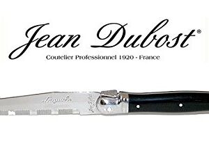 Laguiole Jean Dubost Steak Knives 12 Piece of Set with Black Handle -Thiers France