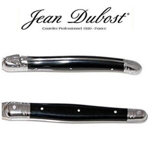 Laguiole Jean Dubost Steak Knives 12 Piece of Set with Black Handle -Thiers France