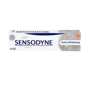 sensodyne extra whitening toothpaste for sensitive teeth, cavity prevention and sensitive teeth whitening – 4 ounces