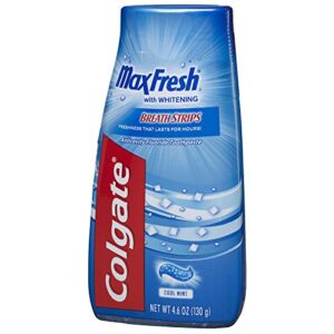 Colgate Max Fresh Whitening Toothpaste Gel, Liquid Gel Toothpaste for Less Mess Dispensing, Toothpaste with Breath Strips, Cool Mint, 4.6 Ounce, 12 Pack