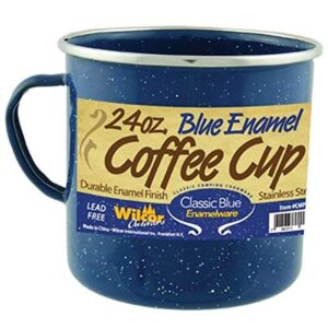 camp cup mug enamel mug cup with stainless steel rim, 1 count (pack of 1), blue