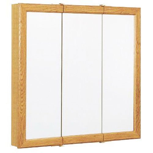 Zenith Products 23-3/4" W X 25-5/8" H X 4-1/2" D 24" Oak Frame Triview Medicine Cabinet MDF Body