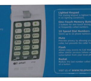 AT&T 210 Basic Trimline Corded Phone, No AC Power Required, Wall-Mountable, White