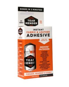 tear mender instant fabric and leather adhesive, 2 oz bottle-carded, tm-1, white