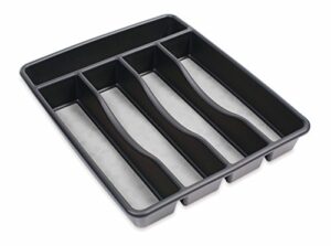 rubbermaid no-slip small silverware cutlery tray organizer, black with gray base