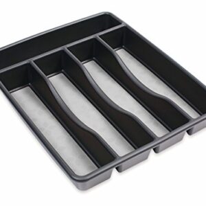 Rubbermaid No-Slip Small Silverware Cutlery Tray Organizer, Black with Gray Base