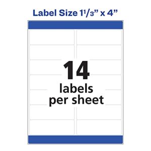 Avery Easy Peel Mailing Labels for Laser Printers, 1.33 x 4 Inches, 14-Up, White, Box of 1400 (05162)