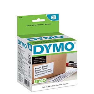 dymo authentic lw large shipping labels | dymo labels for labelwriter label printers, (2-5/16″ x 4), print up to 6-line addresses, 1 roll of 300