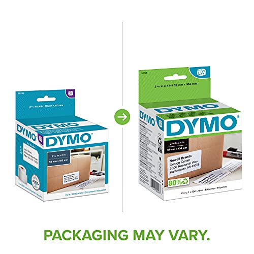 DYMO Authentic LW Large Shipping Labels | DYMO Labels for LabelWriter Label Printers, (2-5/16" x 4), Print Up to 6-Line Addresses, 1 Roll of 300