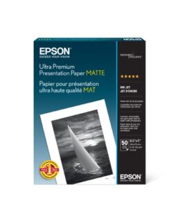 epson ultra premium presentation paper matte (8.5×11 inches, 50 sheets) (s041341),white
