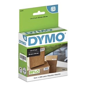 dymo lw multi-purpose labels for labelwriter label printers, white, 1” x 2-1/8”, 1 roll of 500 (30336)