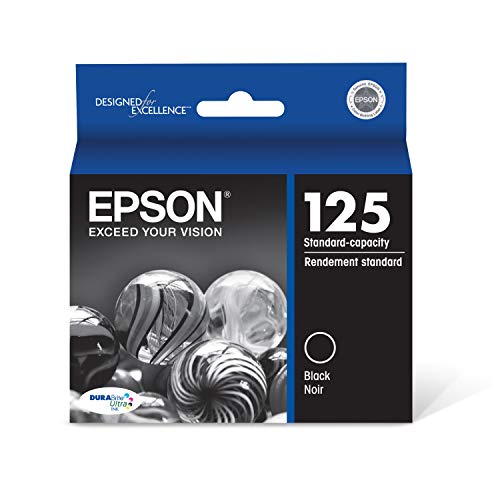 Epson T125 DURABrite Ultra Ink Standard Capacity Black Cartridge (T125120-S) for Select Stylus and Workforce Printers