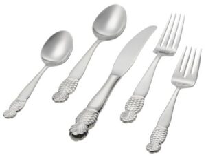 ginkgo international pineapple 5-piece stainless steel flatware place setting, service for 1