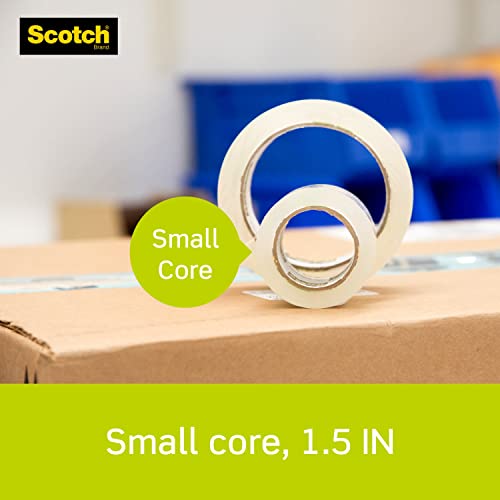 Scotch Sure Start Shipping Packaging Tape, 1.88"x 22.2 yd, Designed for Packing, Shipping and Mailing, Quiet Unwind, No Splitting or Tearing, 1.5" Core, Clear, 6 Dispensered Rolls (145-6)