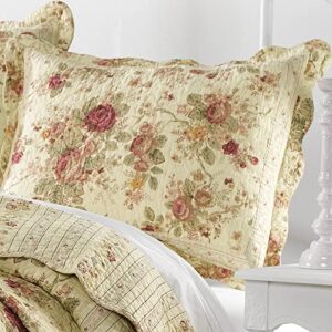 Greenland Home Antique Rose 100% Cotton Quilted Pillow Sham, Standard 20x26-inch, Multicolor