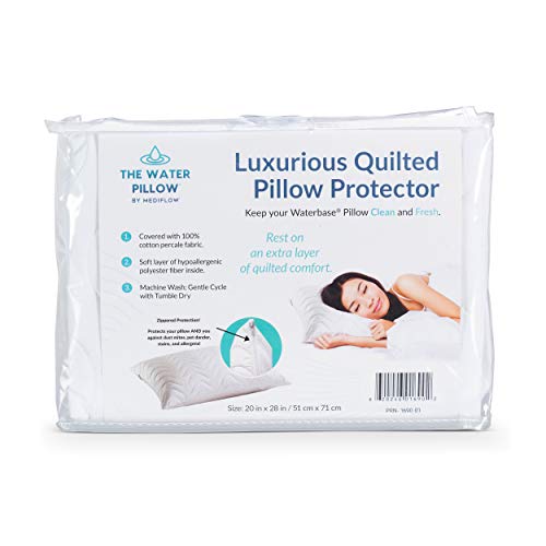 Mediflow Quilted Pillow Protector: Get Zippered Protection from dust and allergens and add a Layer of Luxury and Comfort to Any Pillow White 1'8" x 2'4"