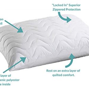 Mediflow Quilted Pillow Protector: Get Zippered Protection from dust and allergens and add a Layer of Luxury and Comfort to Any Pillow White 1'8" x 2'4"