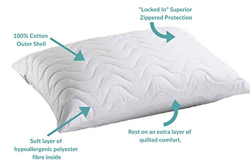 Mediflow Quilted Pillow Protector: Get Zippered Protection from dust and allergens and add a Layer of Luxury and Comfort to Any Pillow White 1'8" x 2'4"