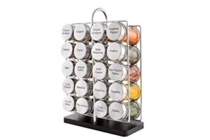 orii 20 jar spice rack stainless steel filled with spices – standing rack shelf holder & countertop spice rack tower organizer for kitchen spices with free spice refills for 5 years