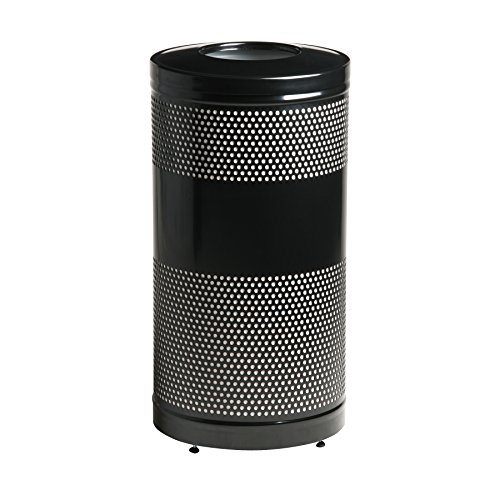 Rubbermaid Commercial Products Perforated Steel Trash Can, 25-Gallon, Black, Hands-Free Indoor/Outdoor Garbage Bin for Mall/Stadium/Office/Lobby/Restaurant