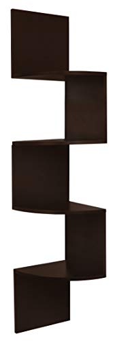 Kiera Grace Kieragrace Retro Shelves Floating Corner Wall Shelf, 12 x 57 inches, Dark Brown