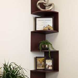 Kiera Grace Kieragrace Retro Shelves Floating Corner Wall Shelf, 12 x 57 inches, Dark Brown