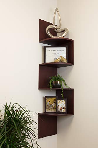 Kiera Grace Kieragrace Retro Shelves Floating Corner Wall Shelf, 12 x 57 inches, Dark Brown