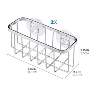 iDesign Gia Stainless Steel Dish Sponge Holder Basket with Suction Cups, Ideal for Kitchen Sinks and Bathroom Organization, Set of 1, Polished